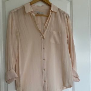 LOFT - blush pink, light weight button down top. Size Small.